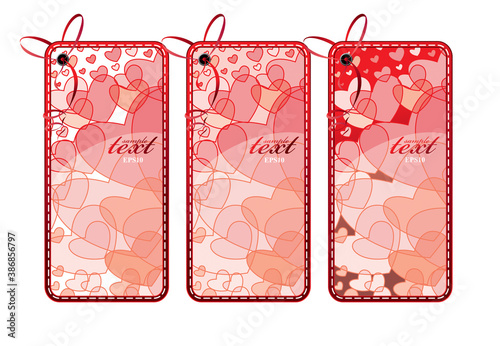 Labels collection with decorative hearts. Vector illustration for Valentine’s day with copy space for your text.