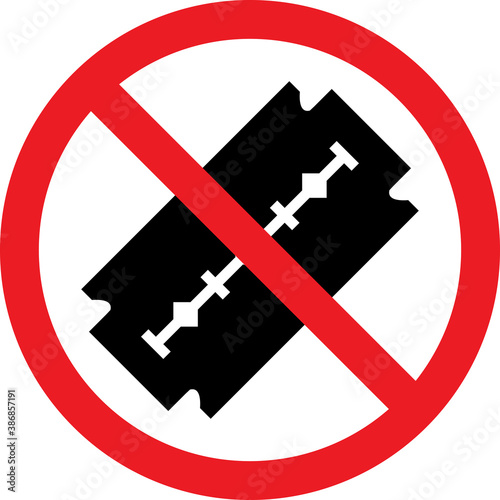 No razor blade warning sign. Sharp objects not allowed. Perfect for backgrounds, backdrop, banner, poster, icon, sign, symbol, sticker and wallpaper.