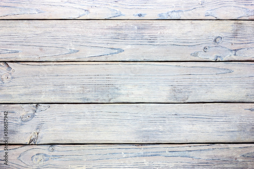 White wood texture. View from above. Horizontal wooden planks.