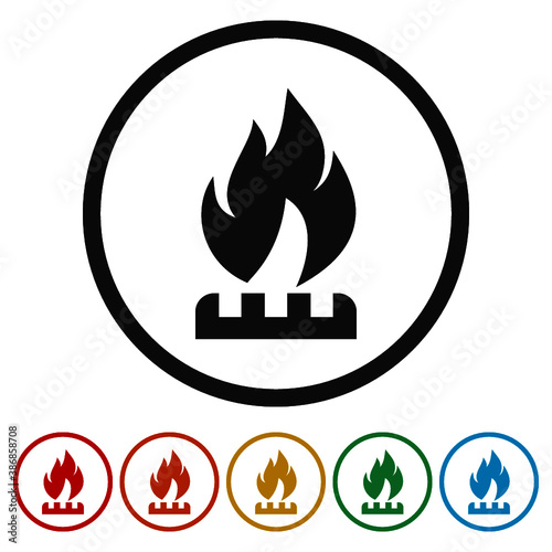 Natural Gas Ring icon, color set