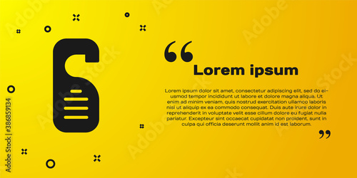Black Please do not disturb icon isolated on yellow background. Hotel Door Hanger Tags. Vector.
