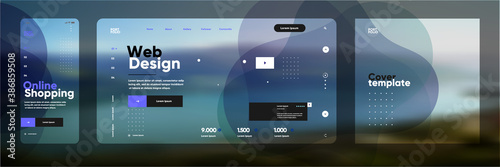 Set of vector illustration with a single abstract background. Cover, landing page and mobile screen. Template and design elements.