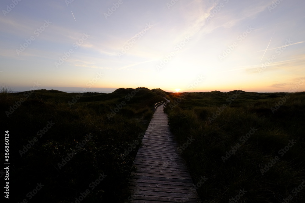 sunset path on beach