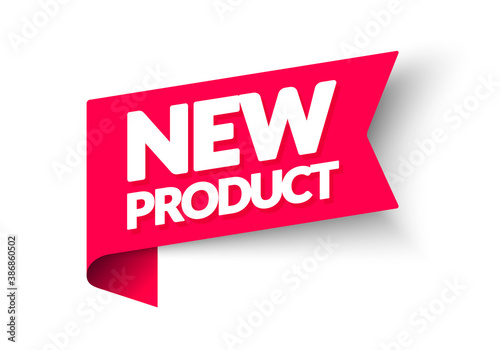 Vector Illustration New Product Corner Label. Modern Red Web Label photo