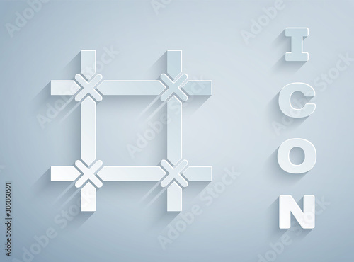 Paper cut Prison window icon isolated on grey background. Paper art style. Vector.