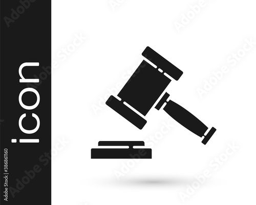 Black Judge gavel icon isolated on white background. Gavel for adjudication of sentences and bills, court, justice. Auction hammer. Vector.