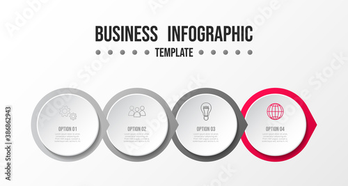 Business infographic template. Gray milestone with business icons. Vector