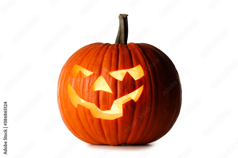Halloween Pumpkin isolated on white - obrazy, fototapety, plakaty 
