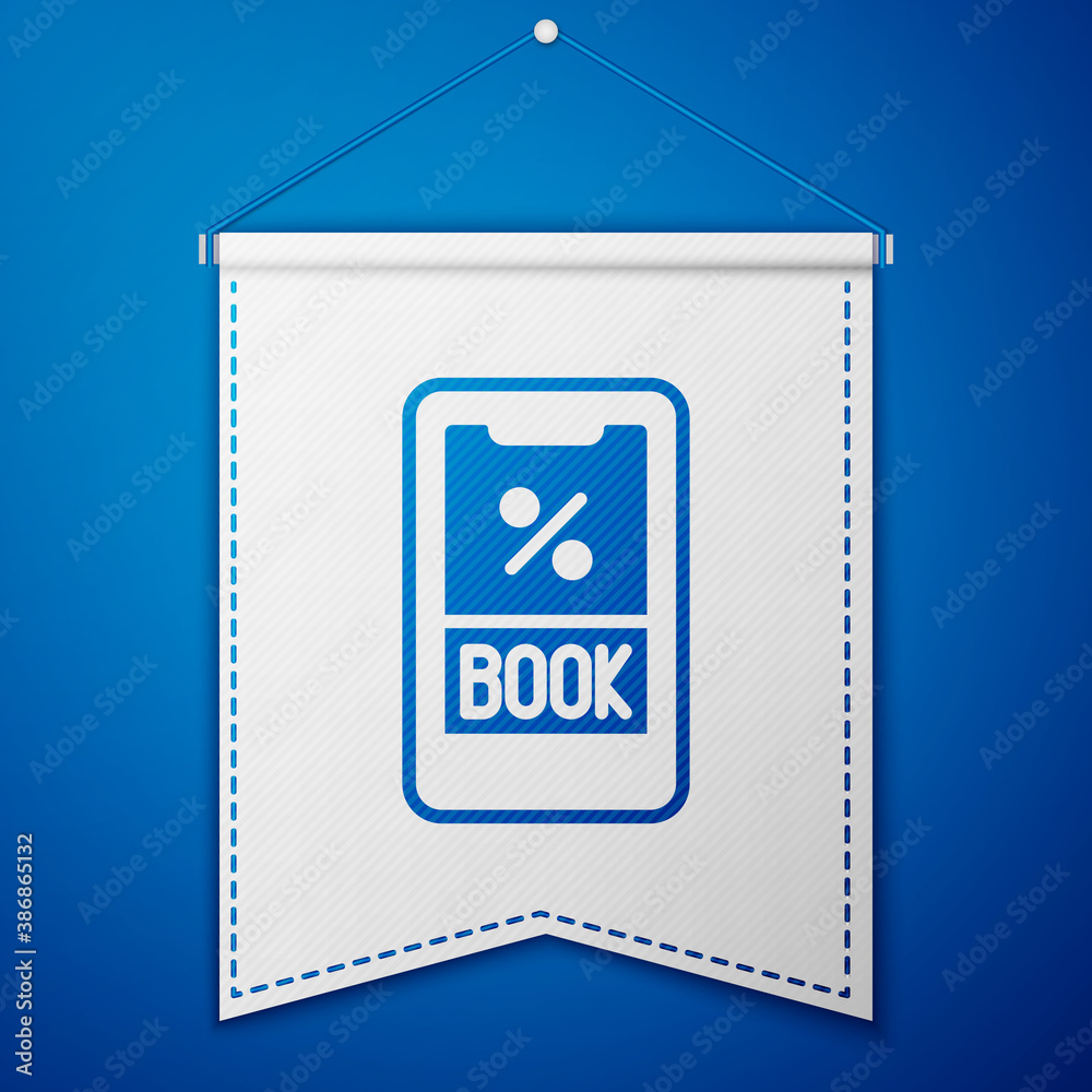 Blue Cruise ticket for traveling by ship icon isolated on blue background. Travel by Cruise liner. Cruises to Paradise. White pennant template. Vector.
