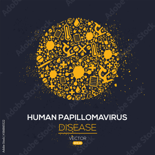 Creative (Human Papillomavirus) disease Banner Word with Icons ,Vector illustration.	