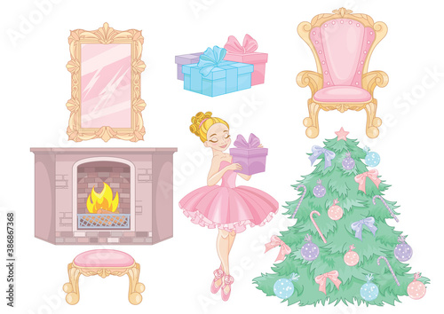 Christmas New Year House Interior Living Room Furniture