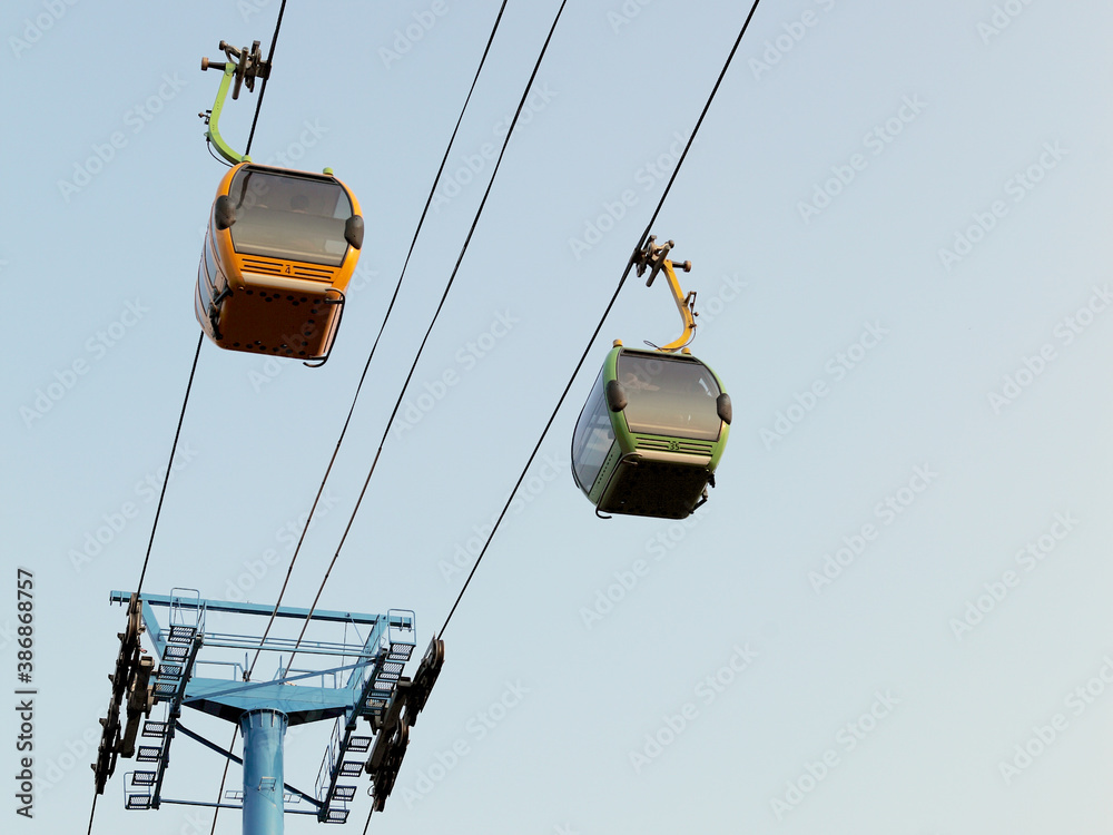 cable car on the amusement park cable car on the amusement park