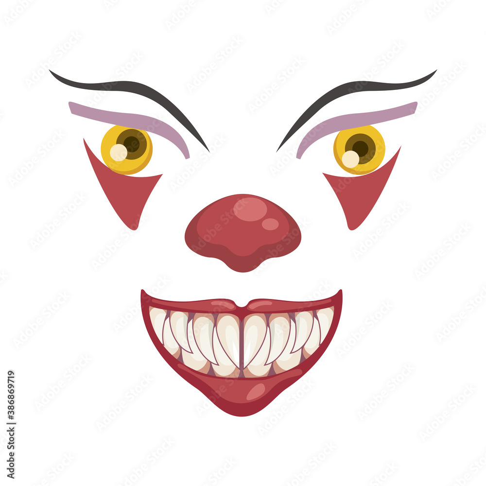 dark evil clown face halloween character