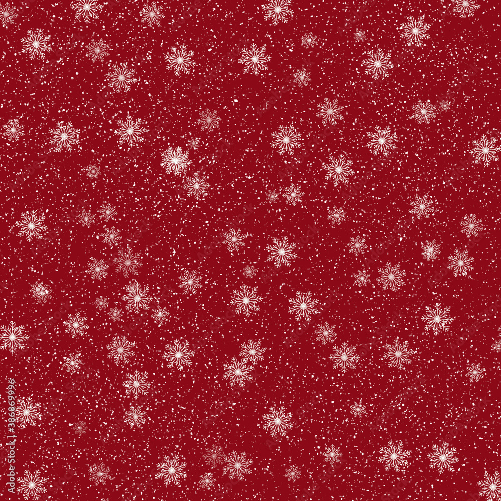 White snowflakes on red background. Christmas background. White snowflakes on red background. Christmas background.