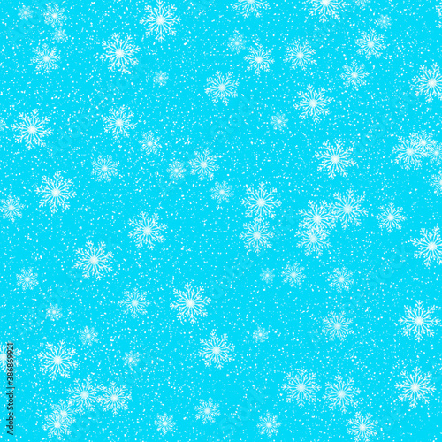 White snowflakes on turquoise background. Christmas background.