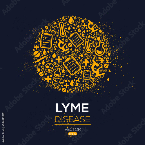 Creative (Lyme) disease Banner Word with Icons ,Vector illustration.	
