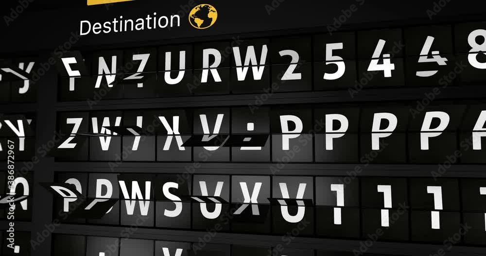 3D generated animation, analog flight information display board with the arrival city of Wellington, 4 different animations 3D generated animation, analog flight information display board with the arrival city of Wellington, 4 different animations