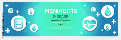 Creative (Meningitis) disease Banner Word with Icons ,Vector illustration.	