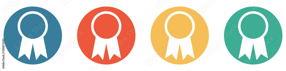 Bunter Banner mit 4 Buttons: Siegel, Orden oder Zertifikat Bunter Banner mit 4 Buttons: Siegel, Orden oder Zertifikat