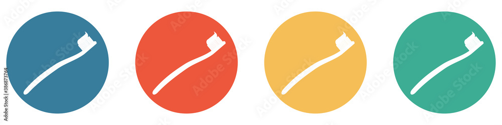 Bunter Banner mit 4 Buttons: Zahnbürste, Zahnpflege oder Zahnpflege Bunter Banner mit 4 Buttons: Zahnbürste, Zahnpflege oder Zahnpflege
