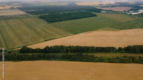 fields landscape aerial view drone