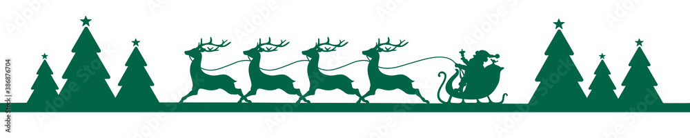 Banner Fahrender Weihnachtsschlitten Im Wald Dunkelgrün Banner Fahrender Weihnachtsschlitten Im Wald Dunkelgrün