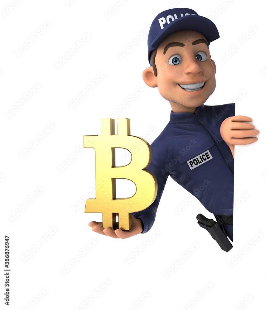 Fun 3D illustration of a cartoon Police Officer