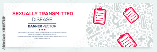 Creative (Sexually Transmitted Diseases) Banner Word with Icons ,Vector illustration.	