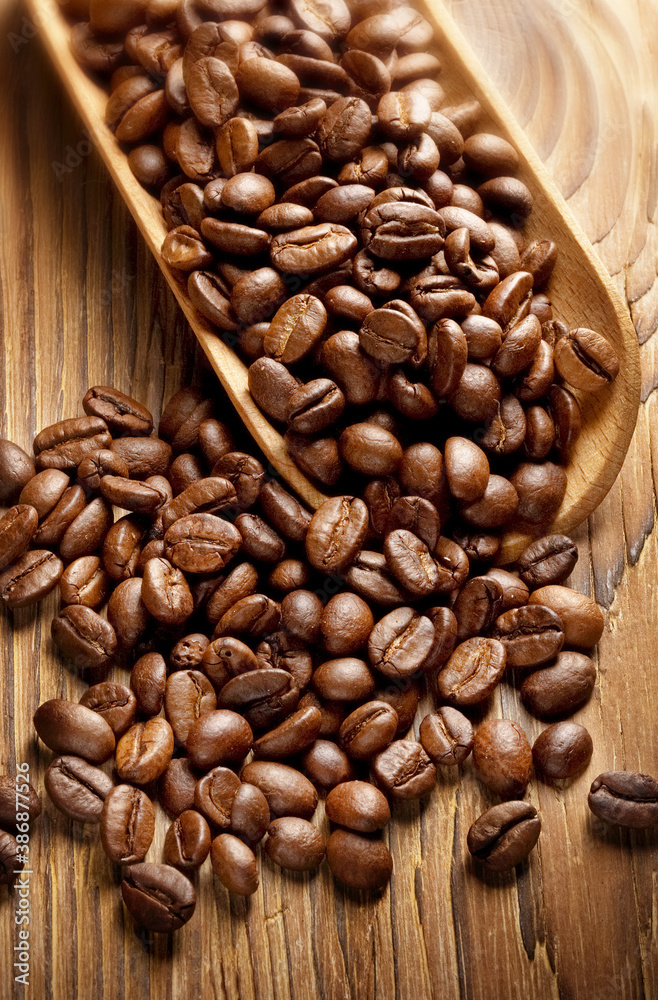 coffee beans on wood coffee beans on wood