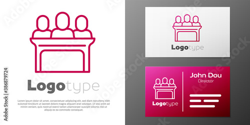 Logotype line Jurors icon isolated on white background. Logo design template element. Vector.