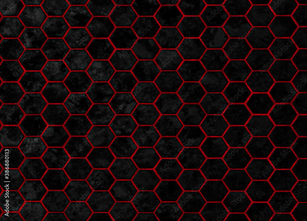 hexagon wallpaper,black hexagon background with red lines, Stock  Illustration | Adobe Stock