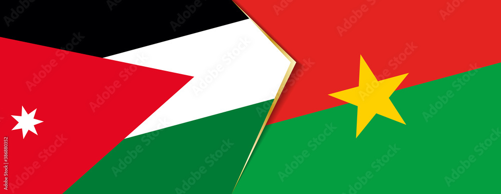 Jordan and Burkina Faso flags, two vector flags. Jordan and Burkina Faso flags, two vector flags.