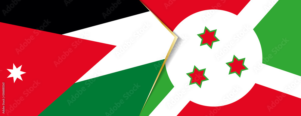 Jordan and Burundi flags, two vector flags. Jordan and Burundi flags, two vector flags.