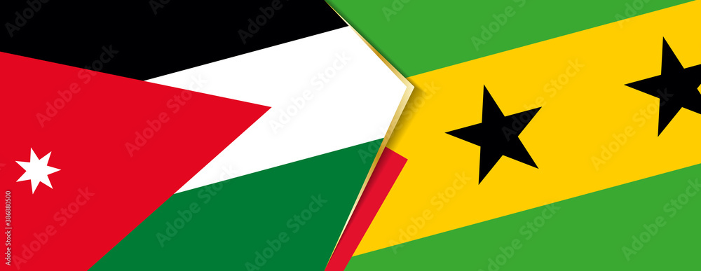 Jordan and Sao Tome and Principe flags, two vector flags. Jordan and Sao Tome and Principe flags, two vector flags.