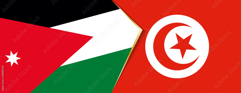 Jordan and Tunisia flags, two vector flags. Jordan and Tunisia flags, two vector flags.