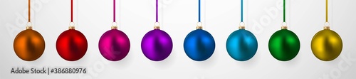 Color christmas balls with shadow
