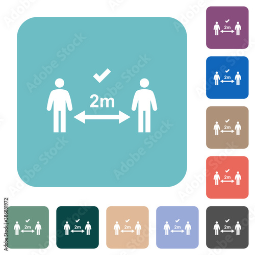 Correct social distancing rounded square flat icons