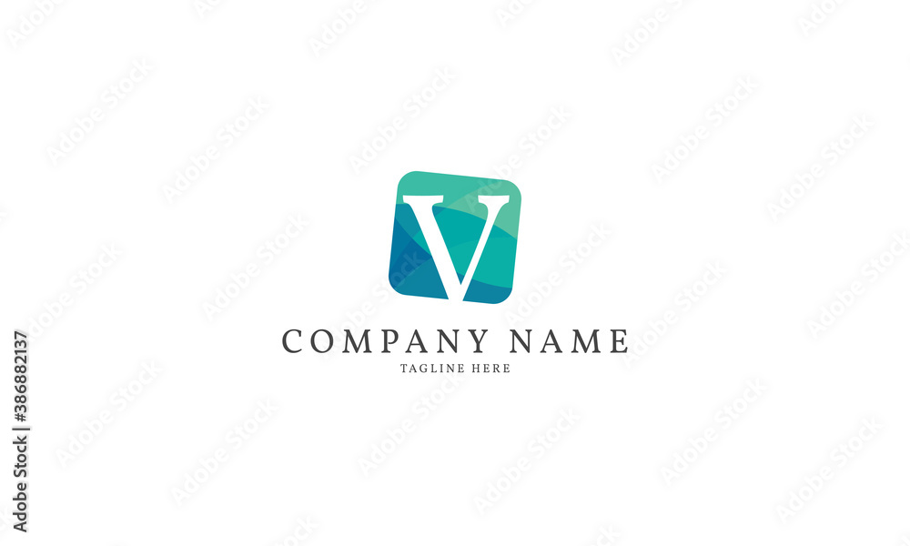 Fototapeta premium letter V modern square logo template