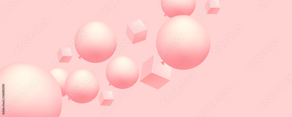 Pink banner template, web abstract layout. Festive modern sale b