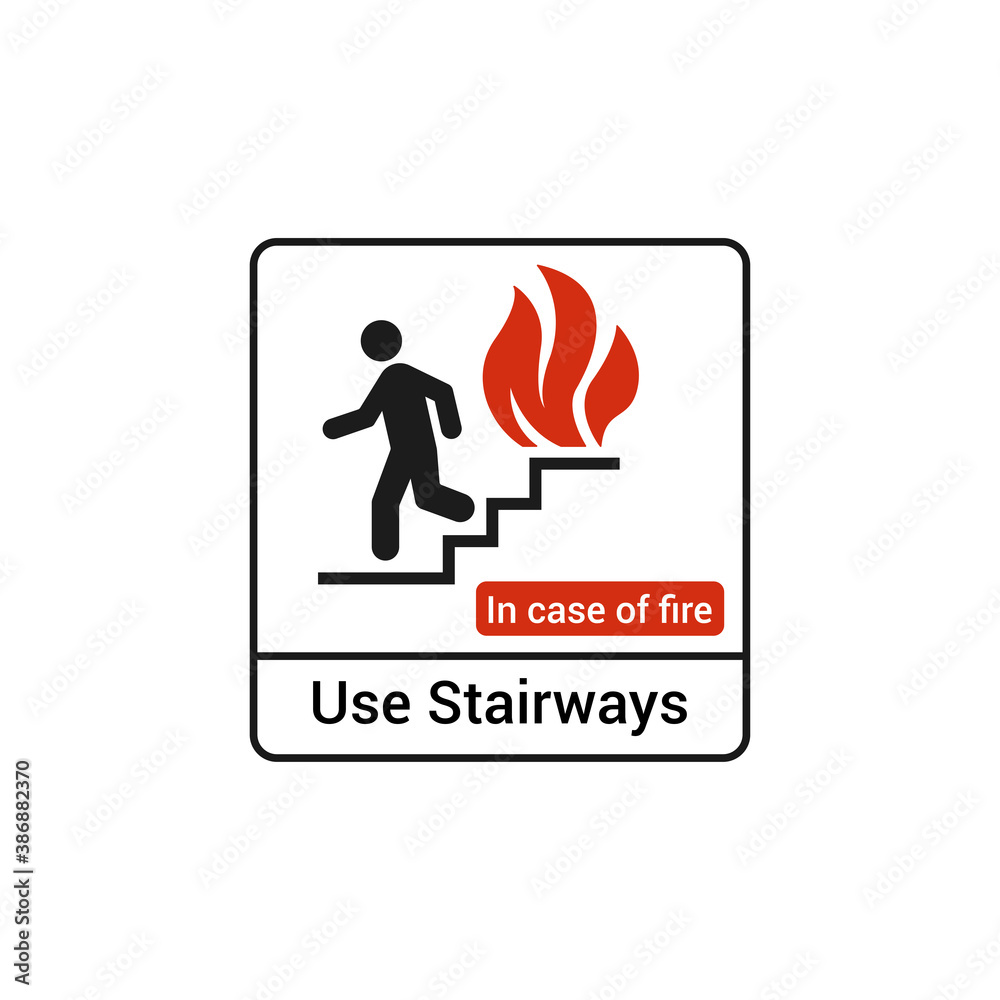 Use staircase sign icon. Emergency exit symbol modern, simple, vector