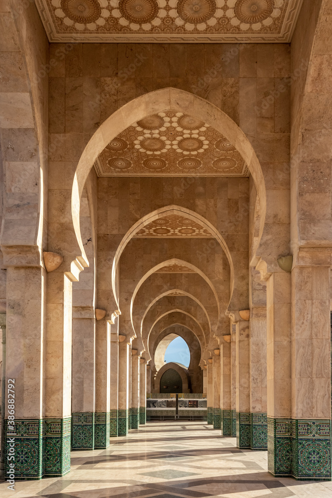 Fototapeta premium Corridor of the Hassan II mosque in Casablanca, Morocco