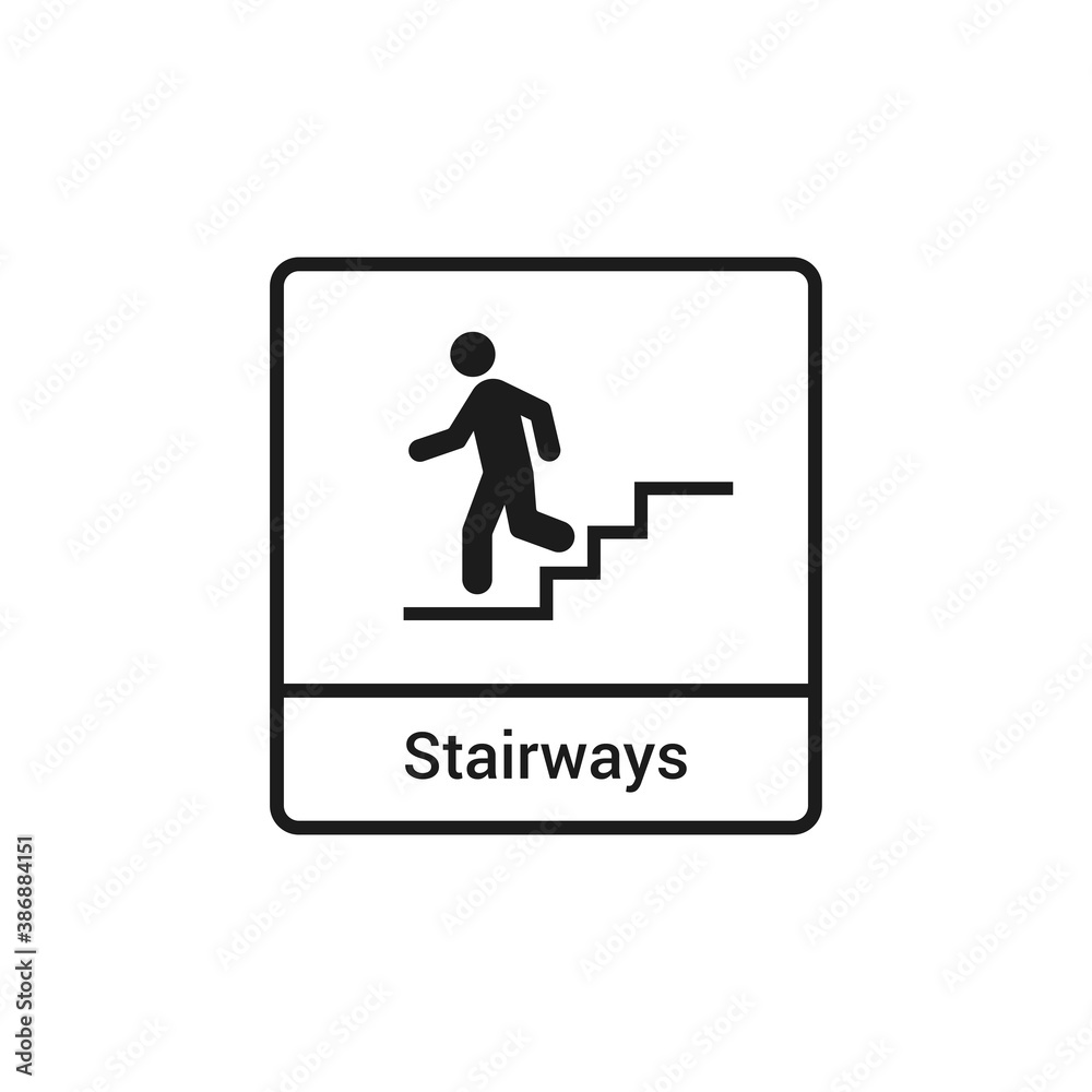Staircase sign icon. Emergency exit symbol modern, simple, vector, icon for website design, mobile app, ui. Vector Illustration Staircase sign icon. Emergency exit symbol modern, simple, vector, icon for website design, mobile app, ui. Vector Illustration