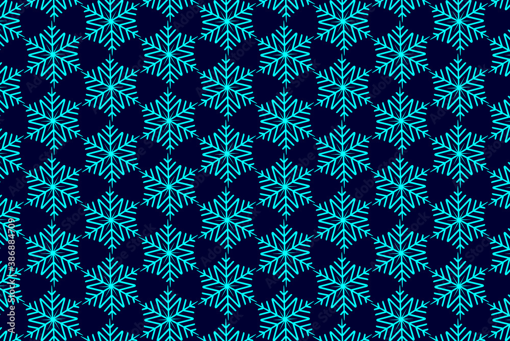 Fototapeta premium Blue snowflake on a blue background - vector pattern,