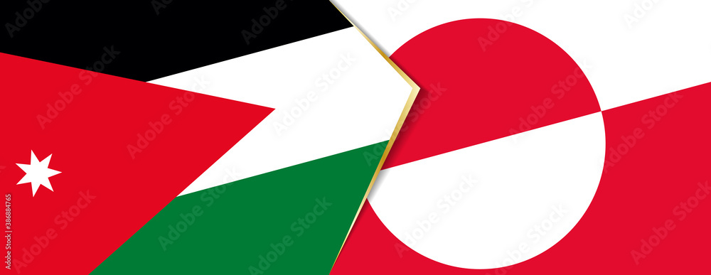 Jordan and Greenland flags, two vector flags. Jordan and Greenland flags, two vector flags.