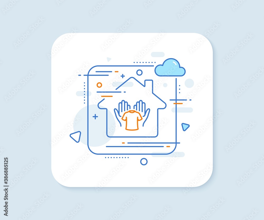 Hold t-shirt line icon. Abstract vector button. Laundry shirt sign. Clothing cleaner symbol. Hold t-shirt line icon. Home concept badge. Vector