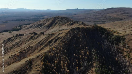 aerial view of the Ural mountains, the ridge of the southern Ural Nurali. photo