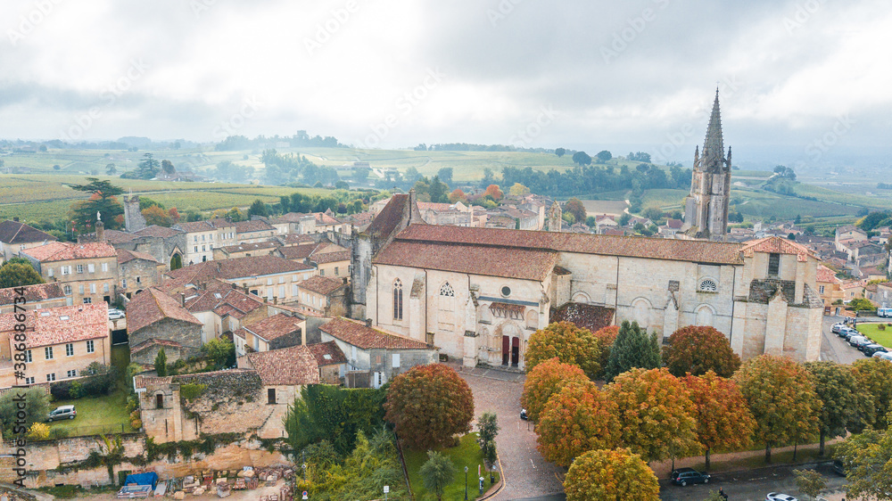 aerial view of saint emilion town, France aerial view of saint emilion town, France