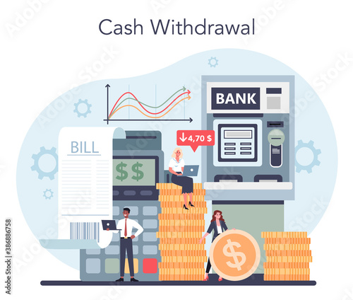 Cash withdrawal concept. Idea of finance income, money saving