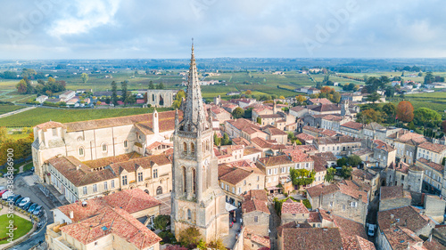 aerial view of saint emilion town, France