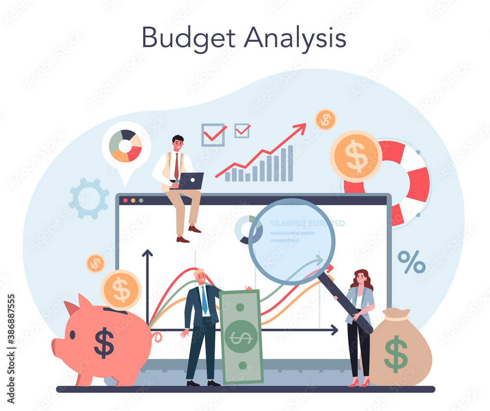 Financial analyst or consultant. Business character making Financial analyst or consultant. Business character making